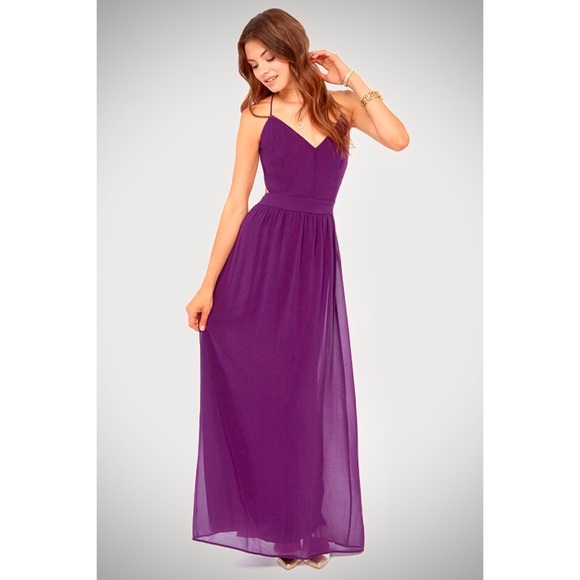 Lulu's Dresses Nwot Lulus Purple Backless Promformal Maxi Dress